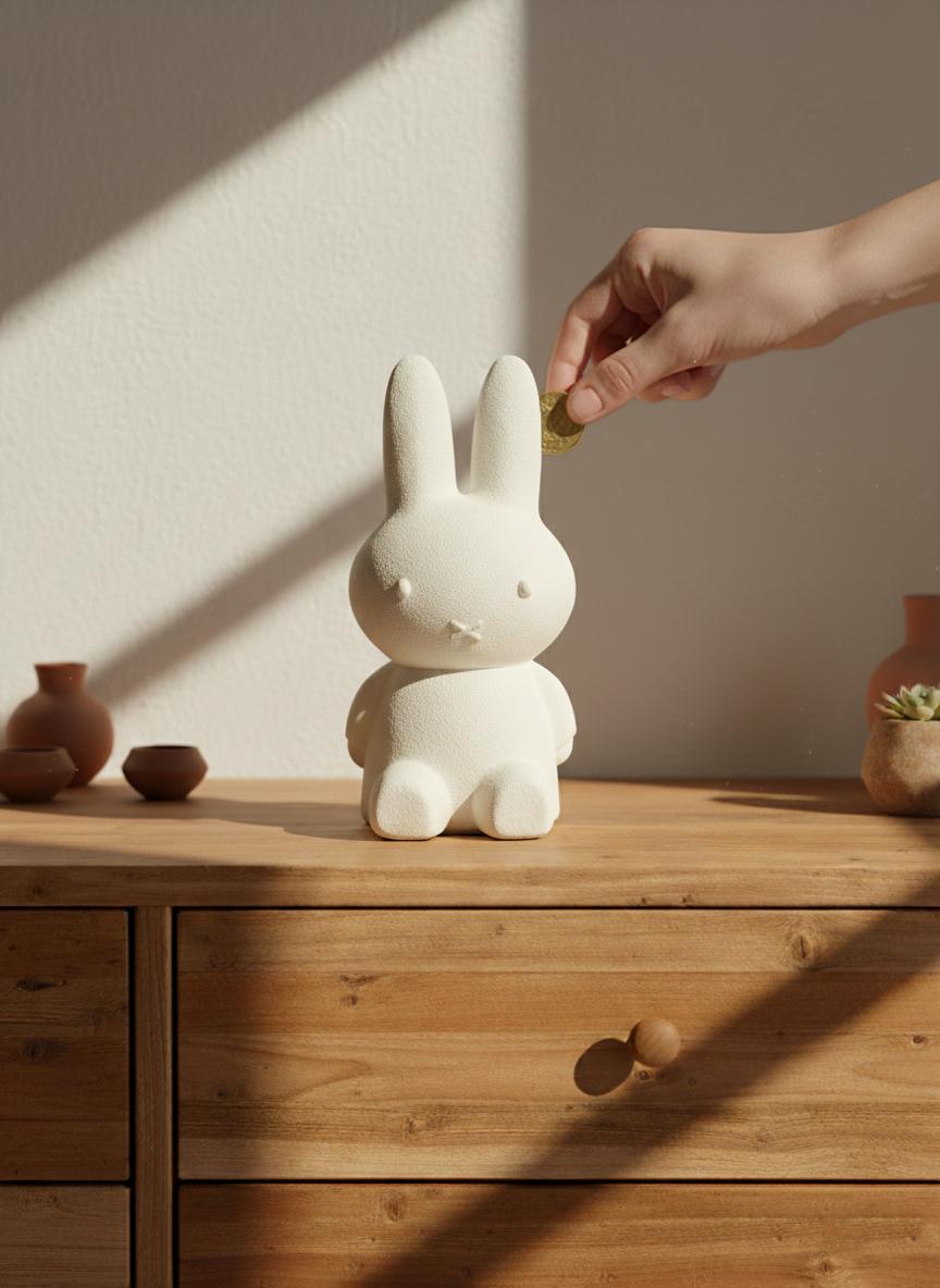 Dekoratif Kumbara Taşvşan Desenli Çocuk Genç Kumbara