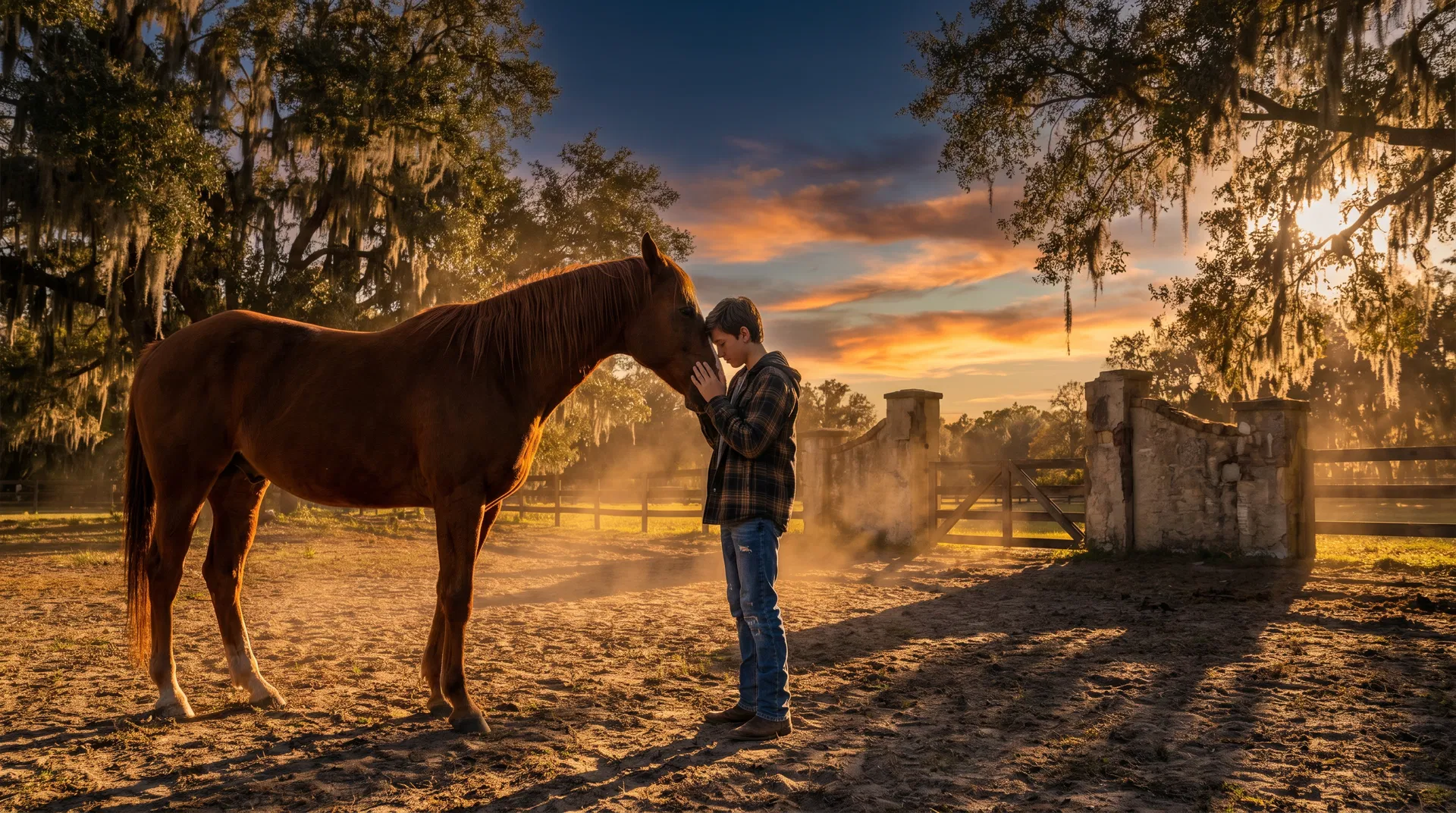 Teenage boy connecting with a horse at Madison Youth Ranch equine therapy program