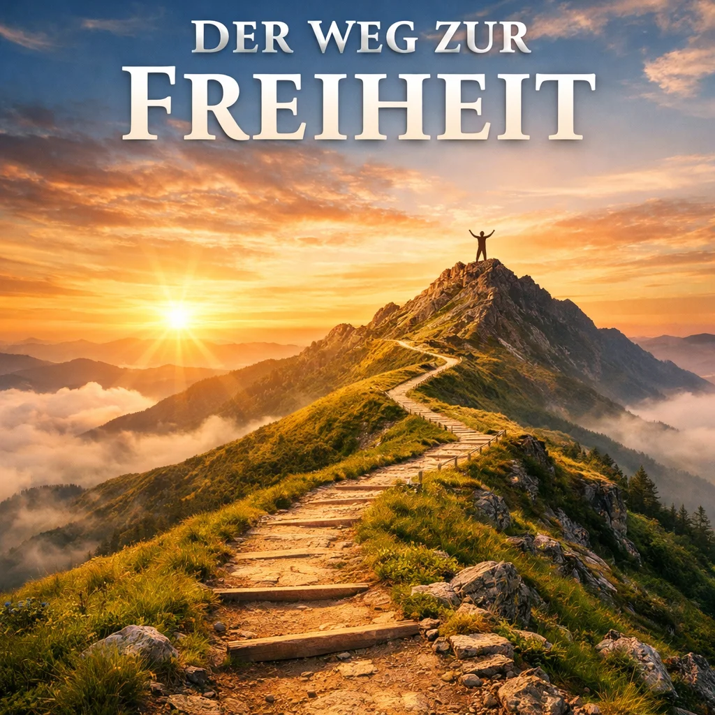 Mann auf dem Gipfel des Berges nach einem langen Weg.