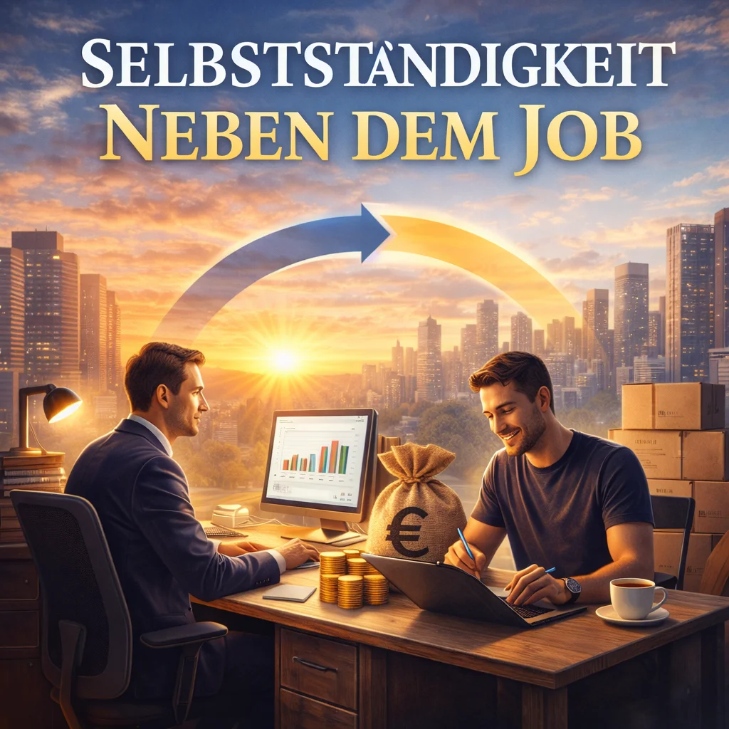 Hauptjob und nebenberufliche Selbstständigkeit an einem Schreibtisch.