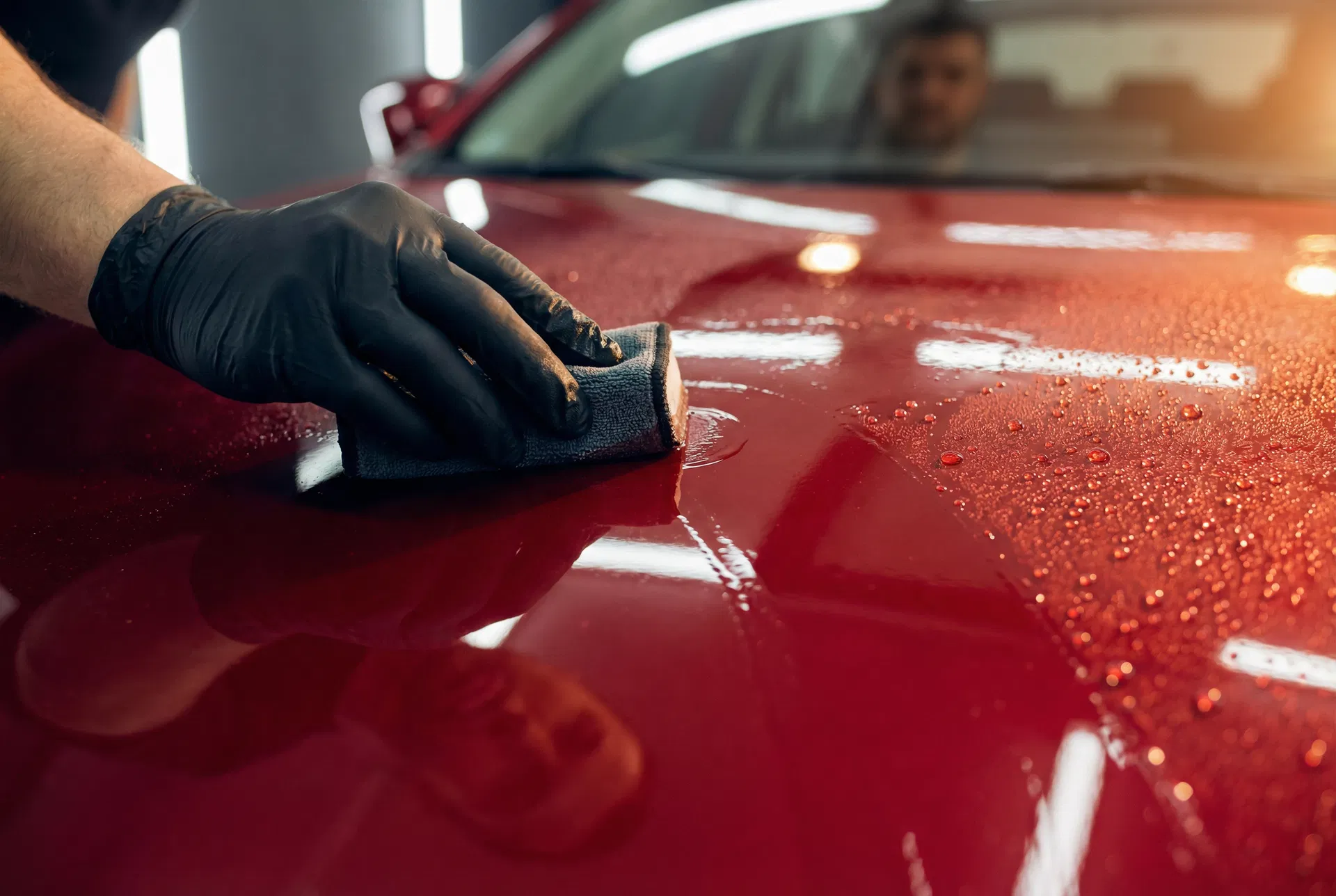 Professional car detailing close-up