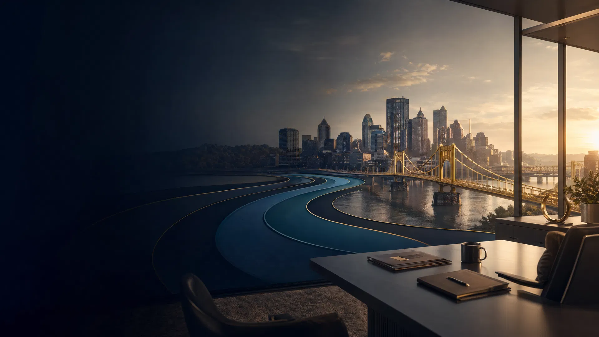 Pittsburgh riverfront advisory office background