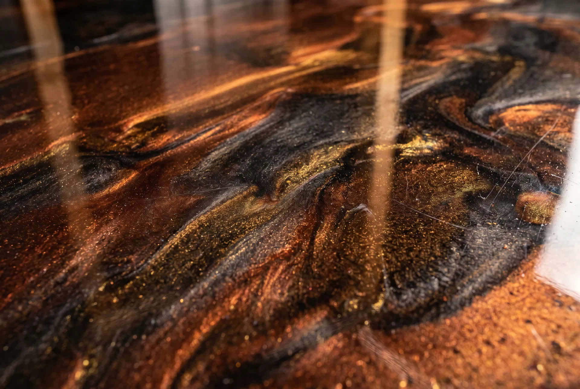 Metallic epoxy closeup