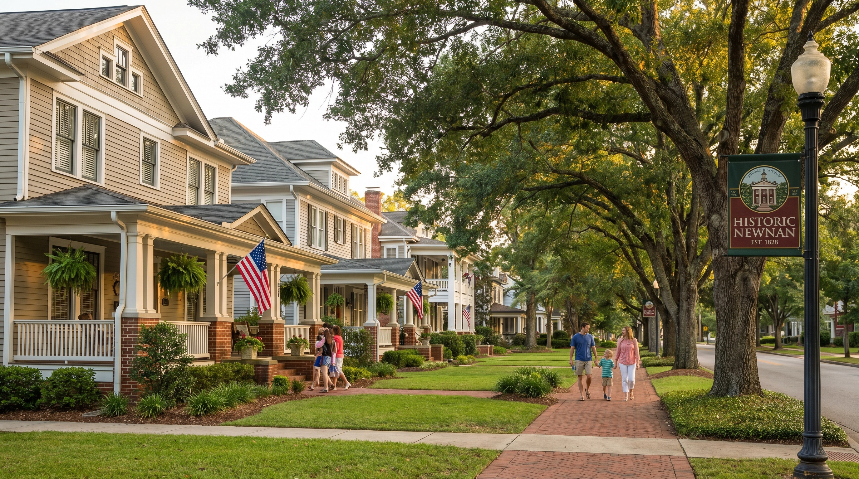 Bullsboro area homes in Newnan, Georgia — historic neighborhood near downtown Newnan with Southern charm