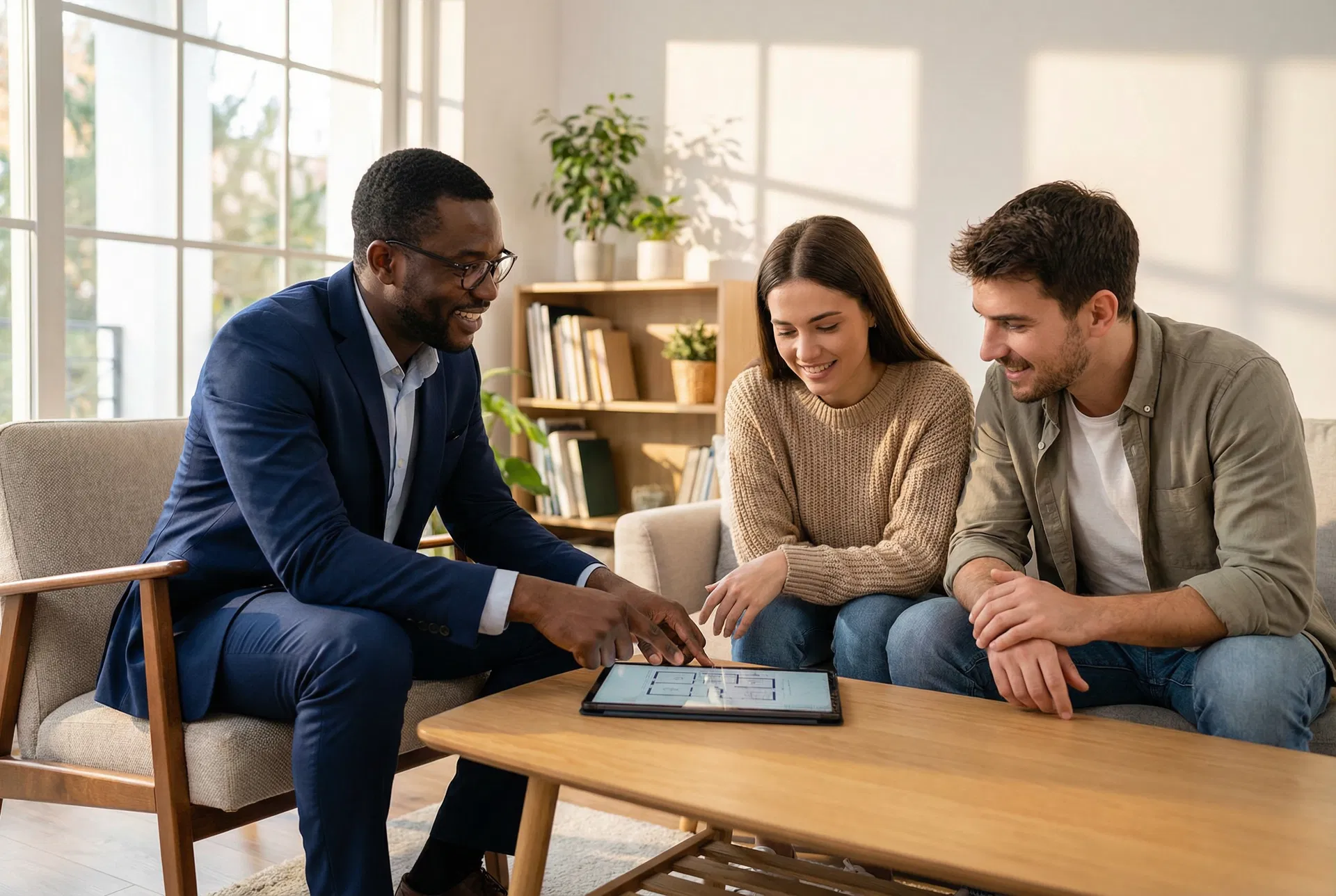 Israel Nelson guiding home buyers through a consultation in Peachtree City