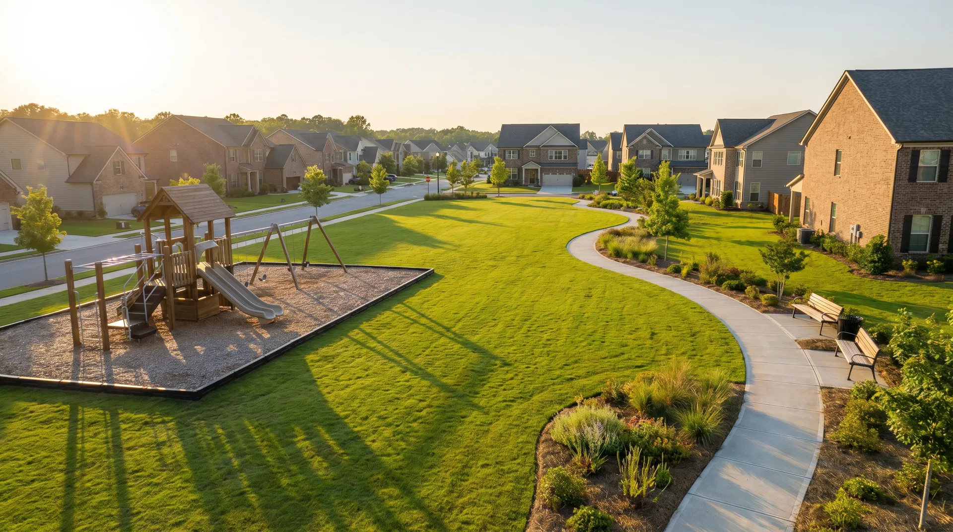 Community park and amenities in Everton neighborhood, Peachtree City, GA