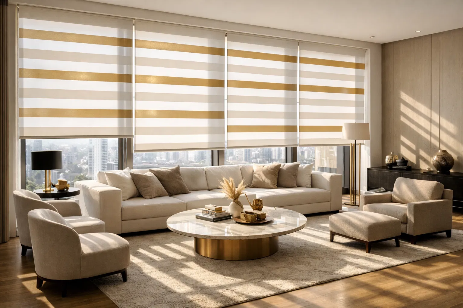 Persianas modernas em ambiente sofisticado