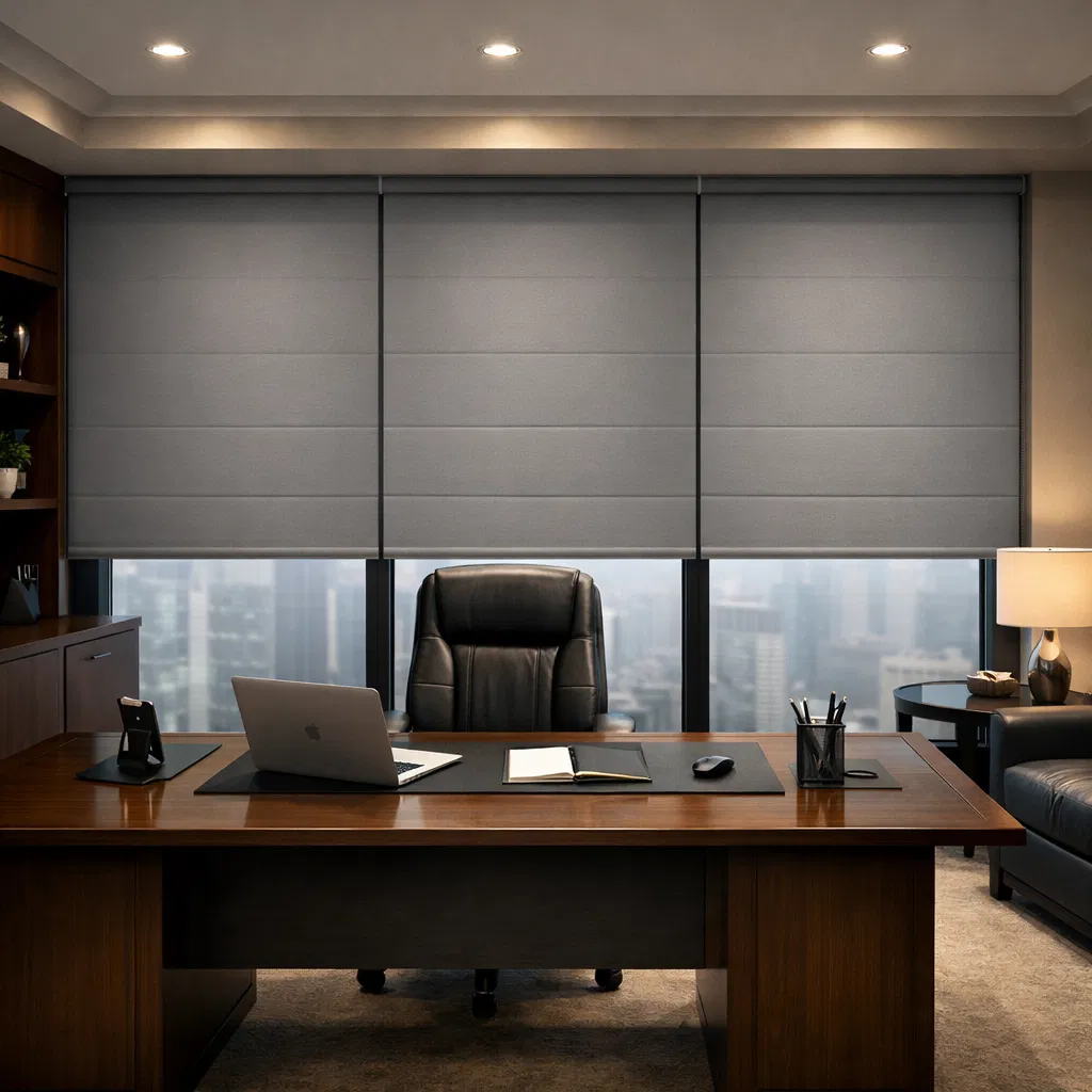Escritório Executivo - Persianas Motorizadas Cinza