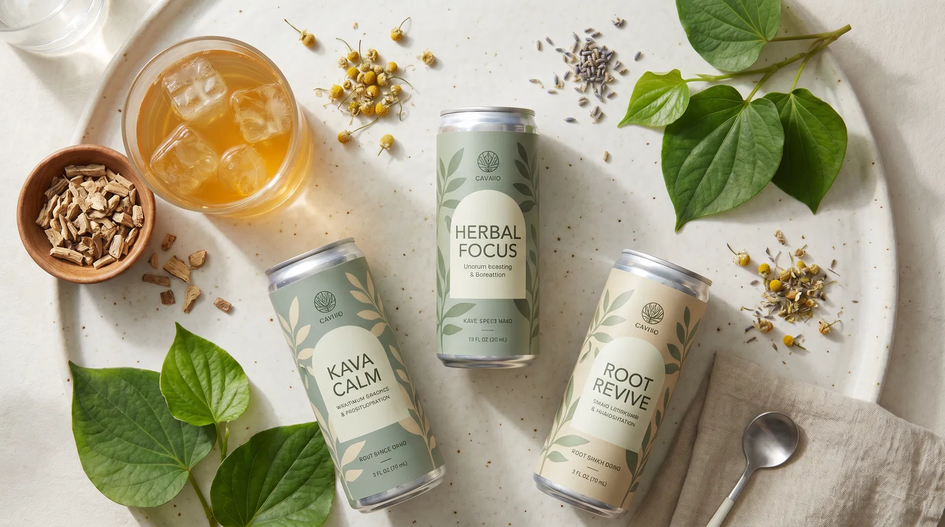 Functional beverages flat lay