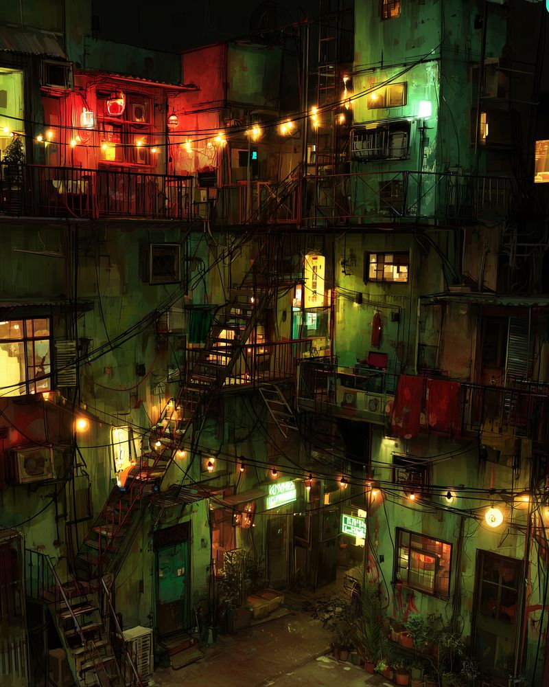 Neon Echoes of the Urban Labyrinth