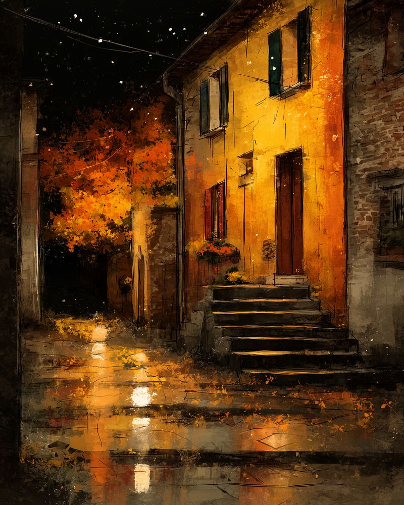 Autumnal Glow on Cobblestone