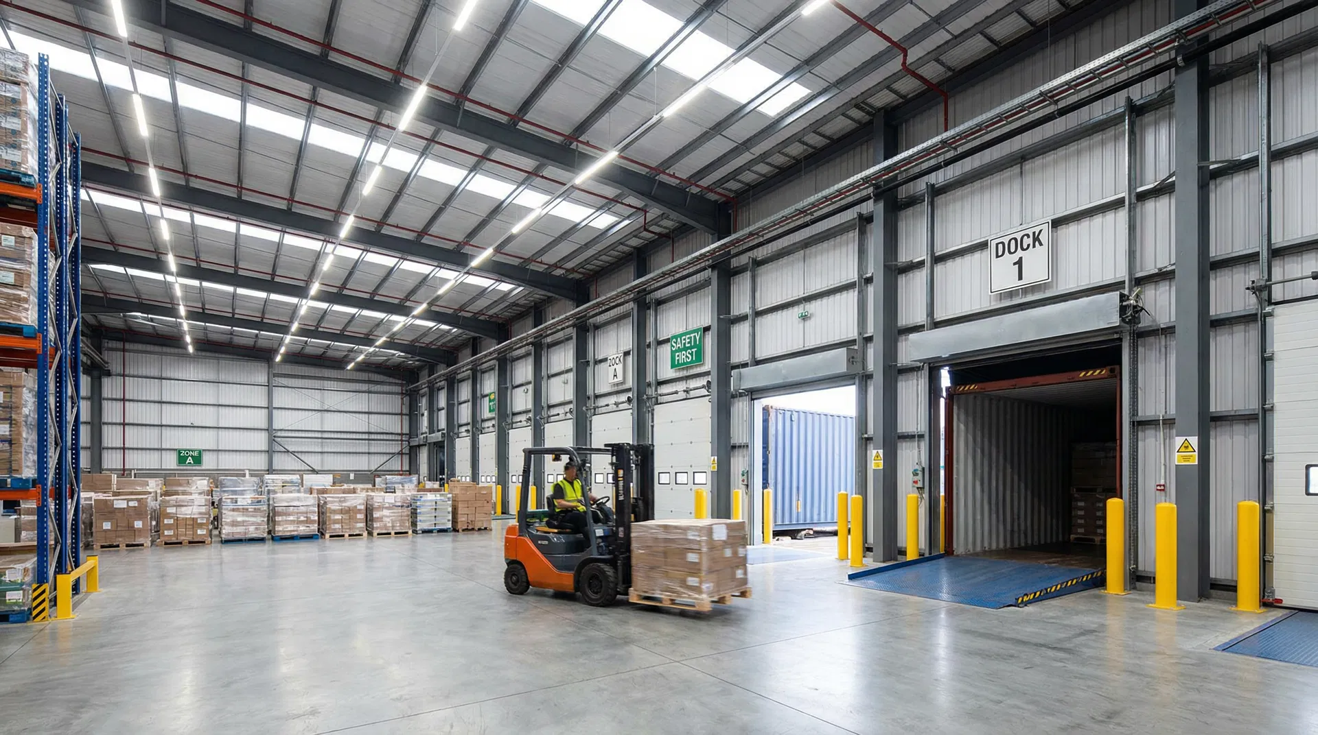 Container operations at Port Everglades with gantry cranes and cargo ships