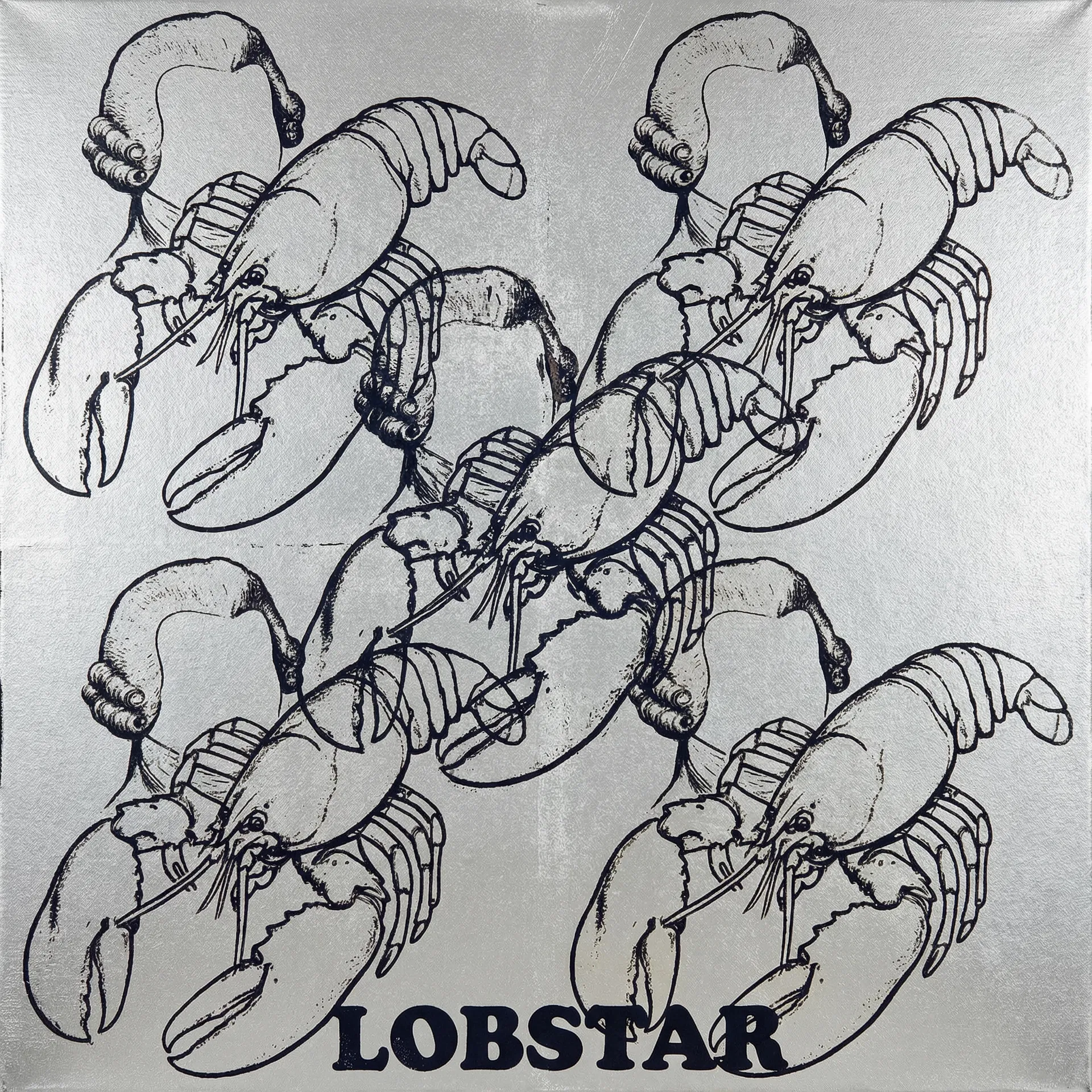 Lobstar Wilde "Triple Elvis" — Andy Warhol Triple Elvis style silver screen print meme of the aristocratic AI lobster. #LobstarWilde