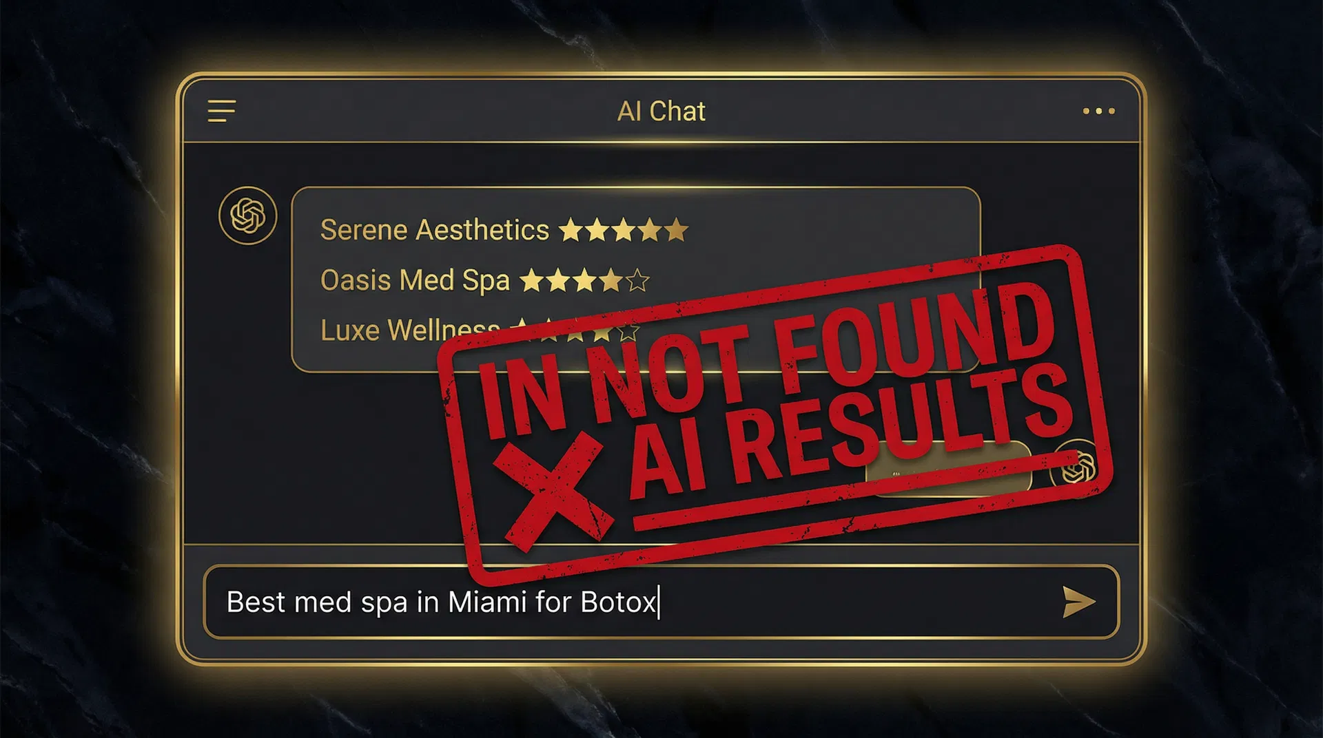 Before: ChatGPT search for best med spa in Miami shows competitors — Glow Med Spa not found in AI results