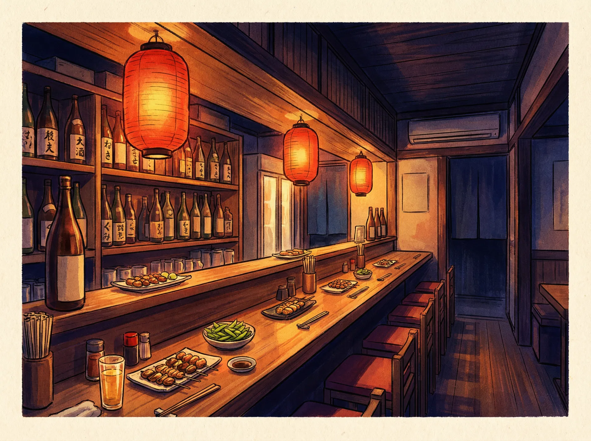 Traditional Japanese izakaya interior