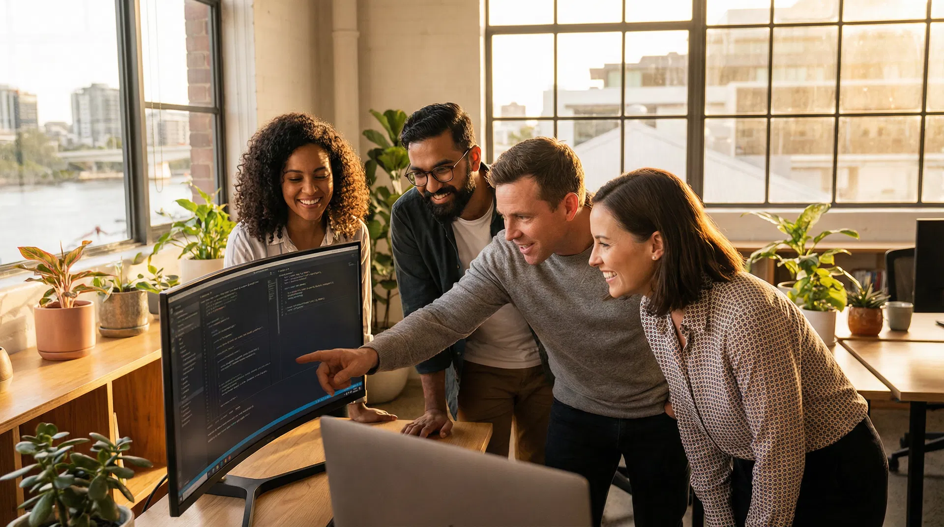 The Smile IT team collaborating in their Brisbane office