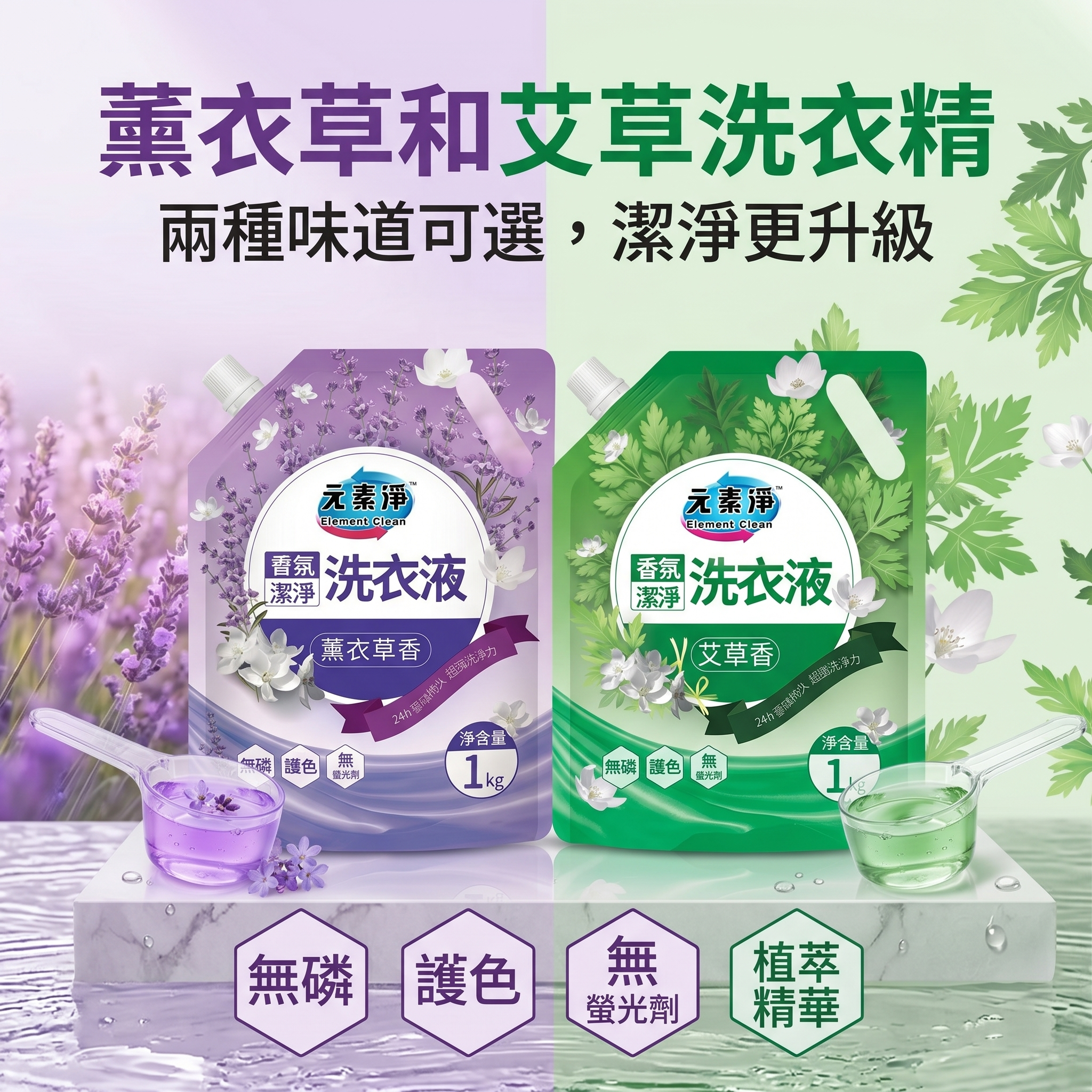 元素凈洗衣液補充包1KG/2箱共32包 5