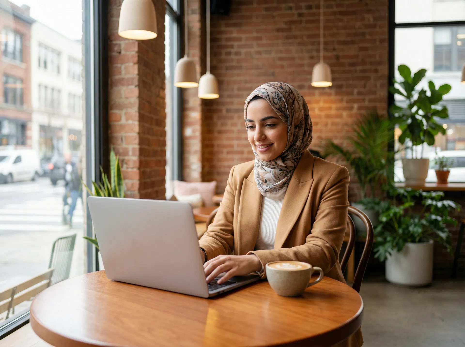 Saudi female learner in coffee shop
