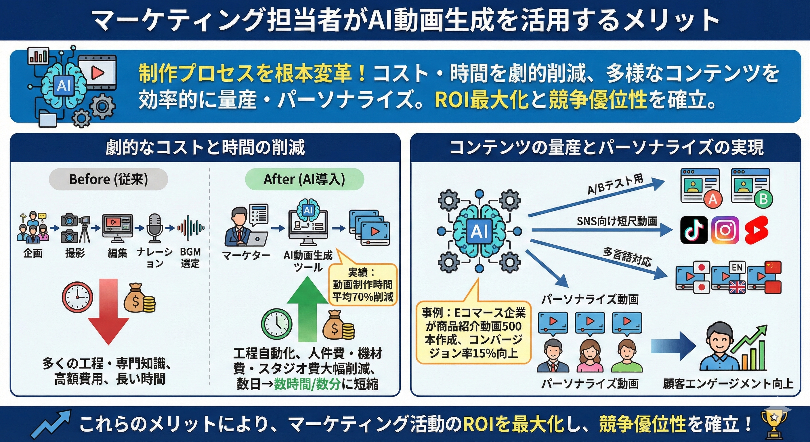 マーケティング担当者がAI動画生成を活用するメリットは何ですか?