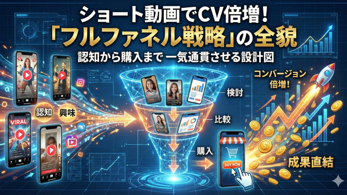 ショート動画でコンバージョンを倍増させる「フルファネル戦略」とは？認知から購入までを一気通貫させる設計図