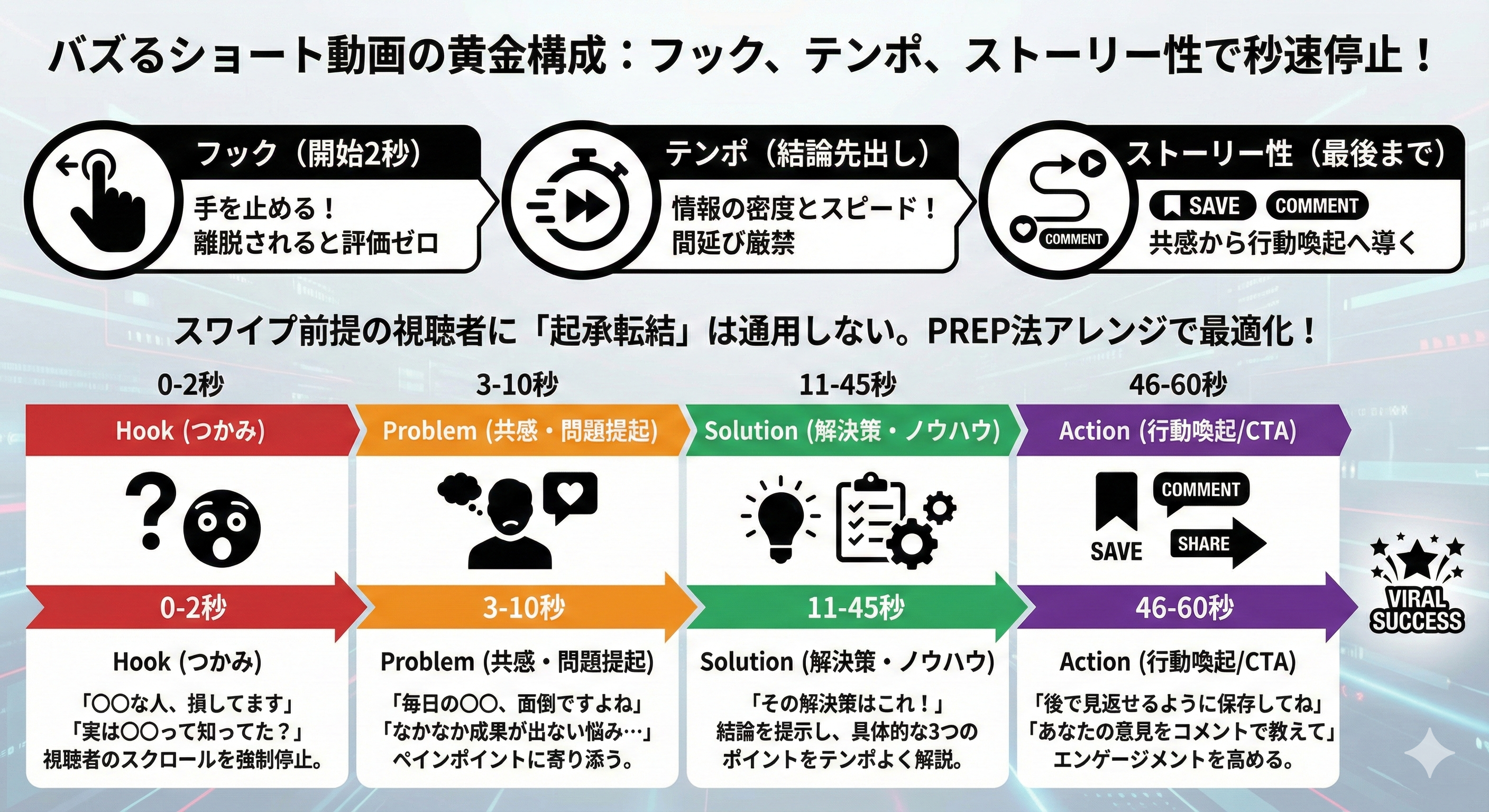 バズるショート動画の構成（台本）のコツは？