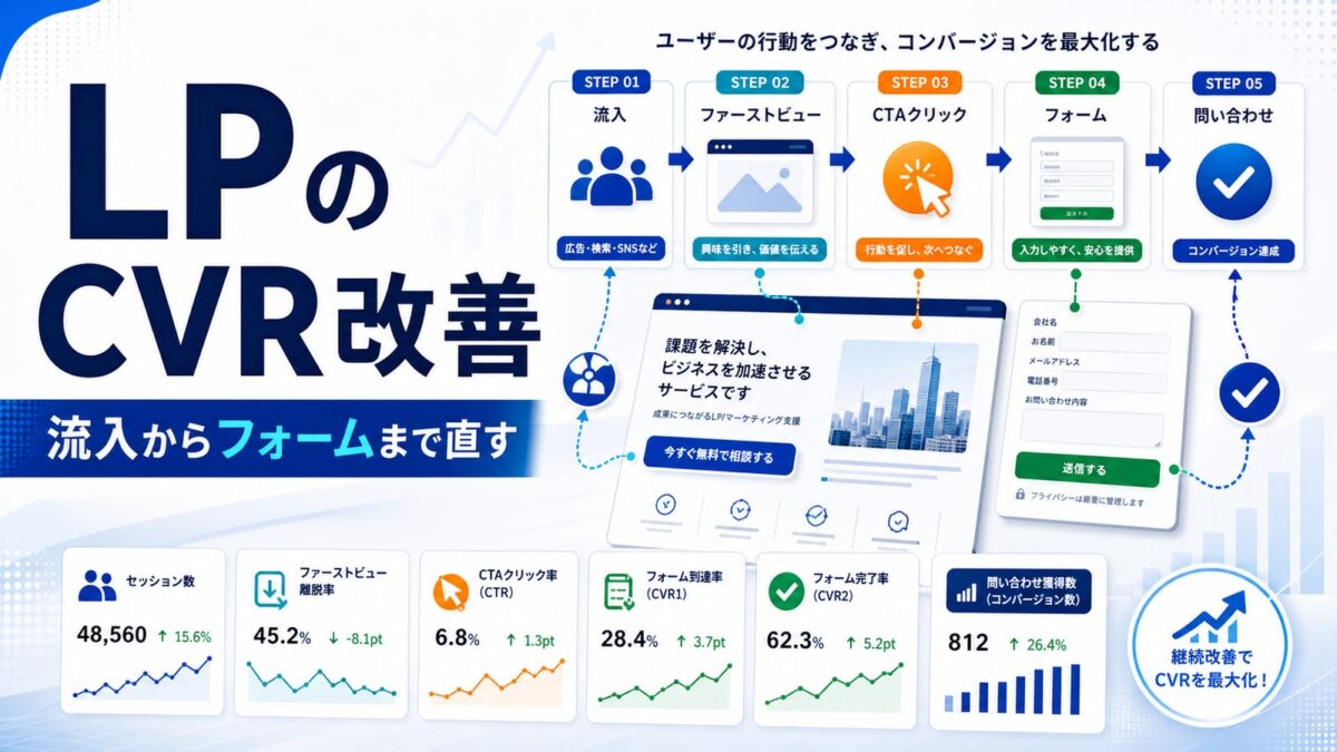 LPのCVR改善完全ガイド｜ファーストビューからフォームまで実務で見直す方法