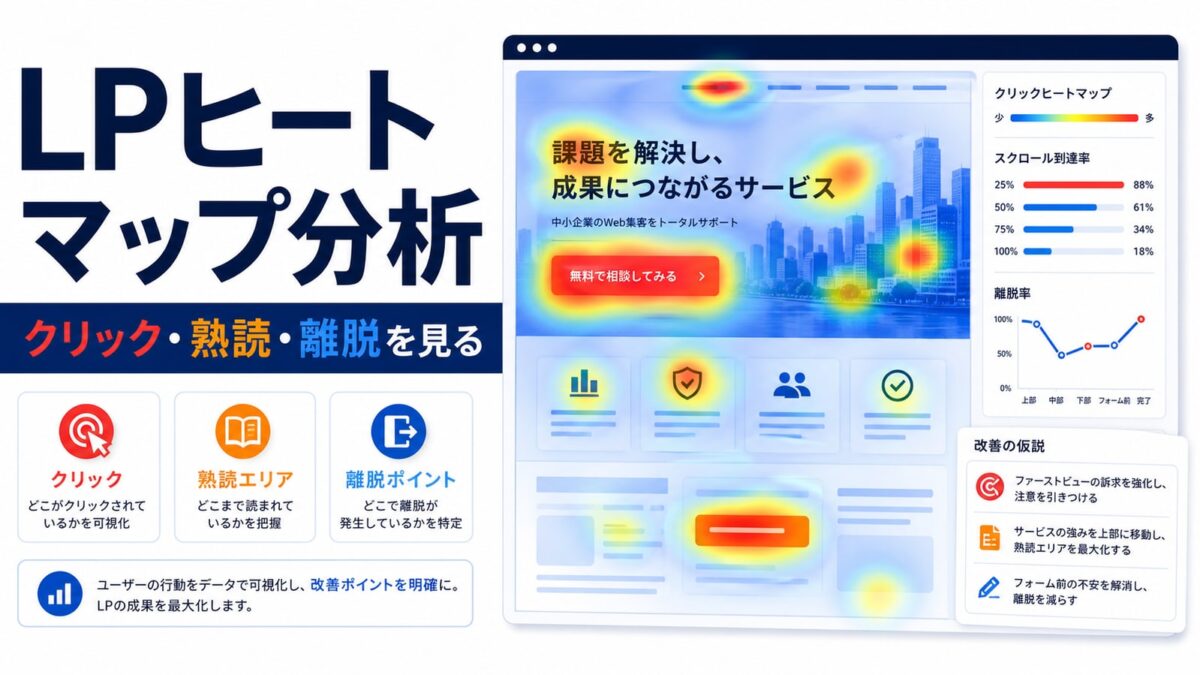 LPヒートマップ分析の見方｜クリック・熟読・離脱から改善案を作る方法