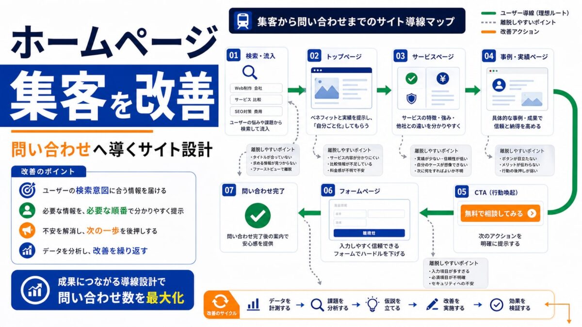 ホームページ集客を改善する方法｜問い合わせにつながるサイト設計