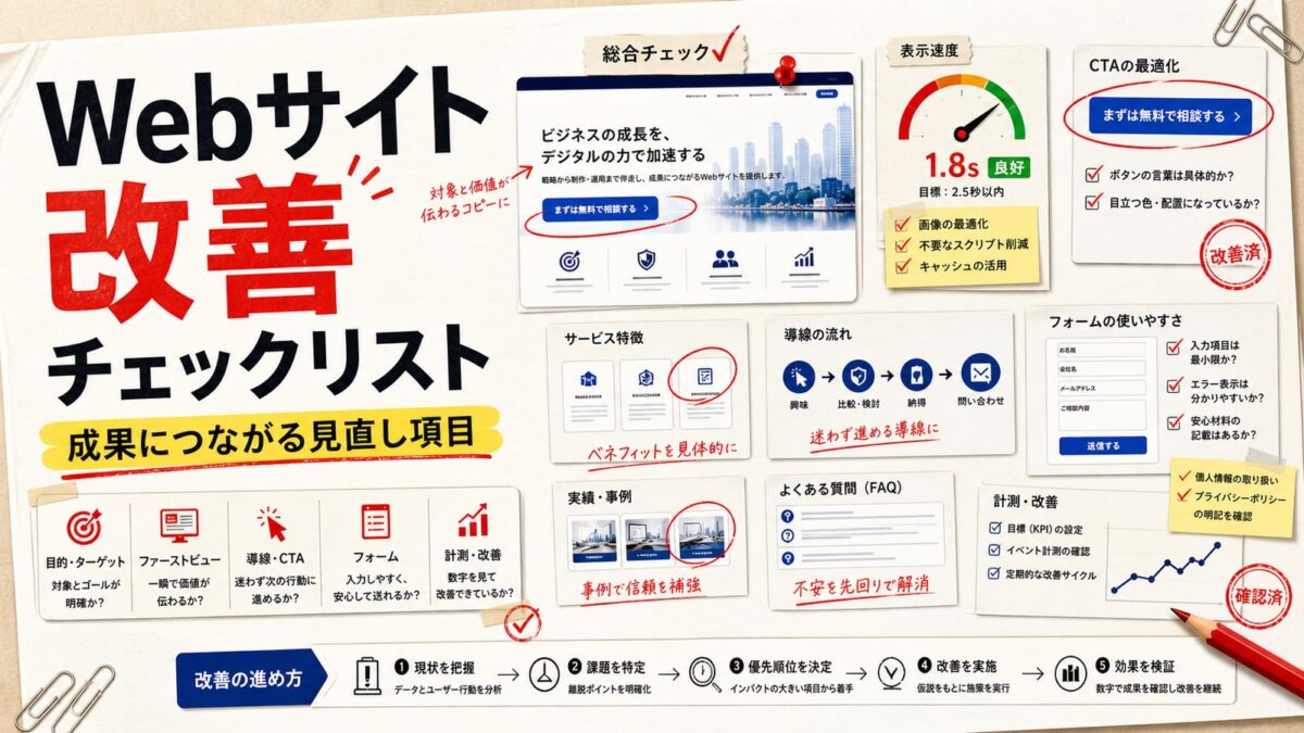 Webサイト改善チェックリスト｜成果につながる見直し項目を解説