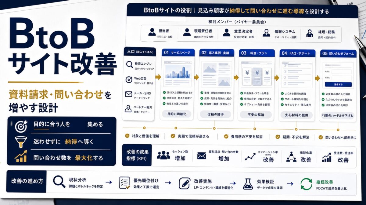 BtoBサイト改善の実務ガイド｜資料請求・問い合わせを増やす設計