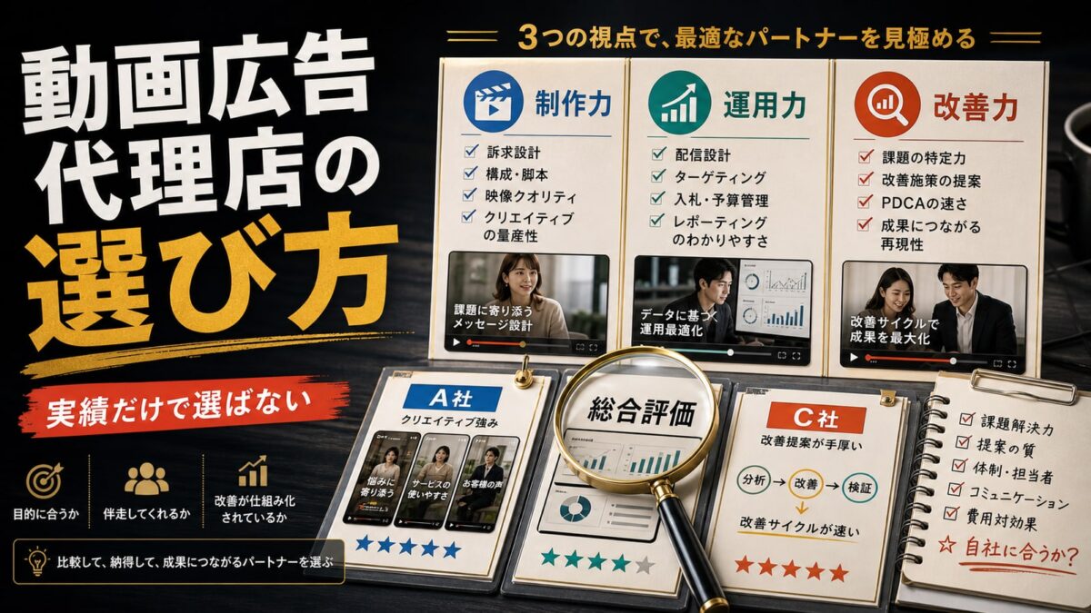 動画広告代理店の選び方｜費用・実績・運用体制の見極め方