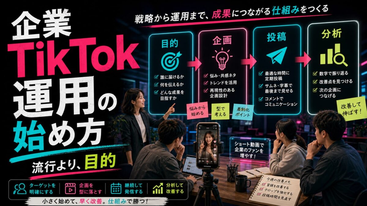 企業TikTok運用の始め方｜目的設計・企画・分析まで解説