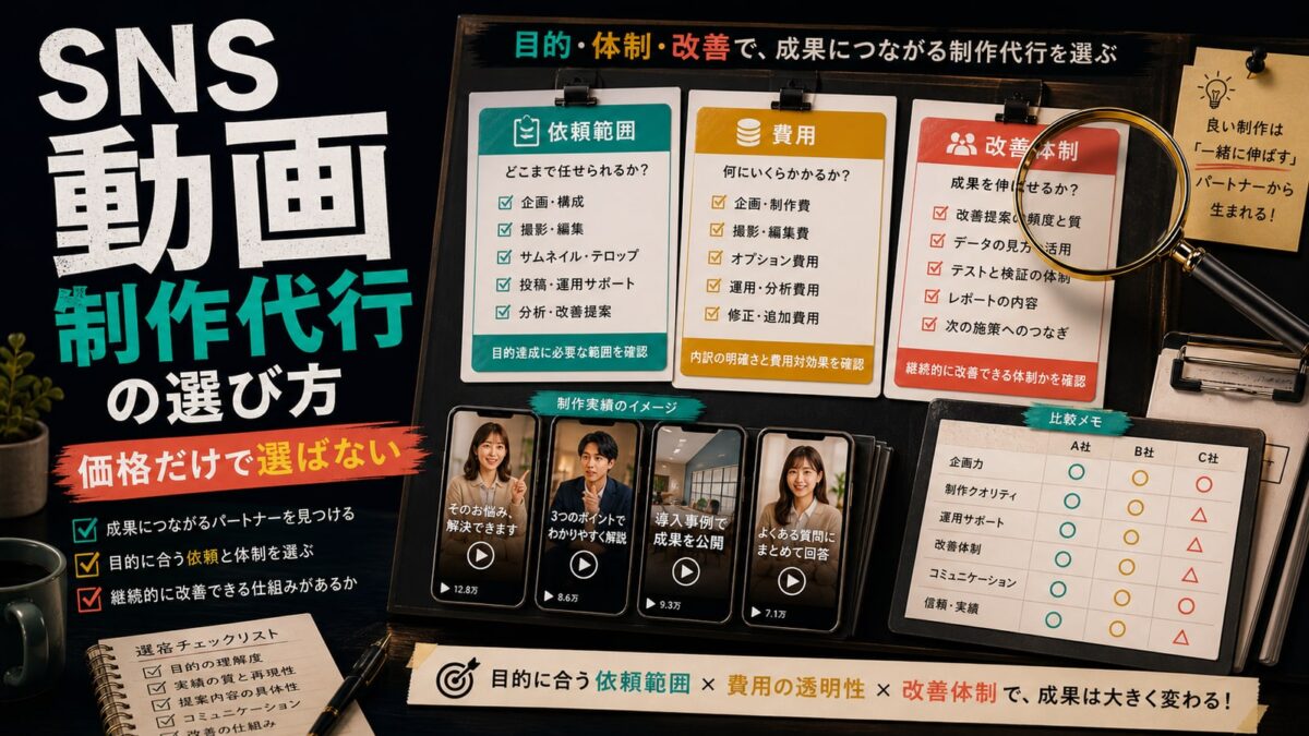 SNS動画制作代行の選び方｜費用相場と依頼範囲を解説