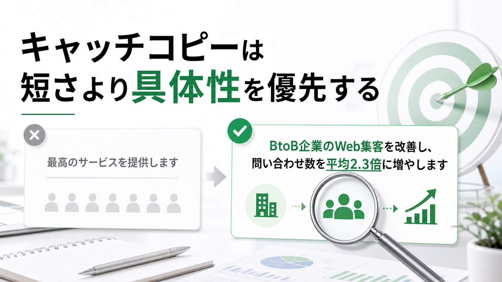 キャッチコピーは短さより具体性を優先する