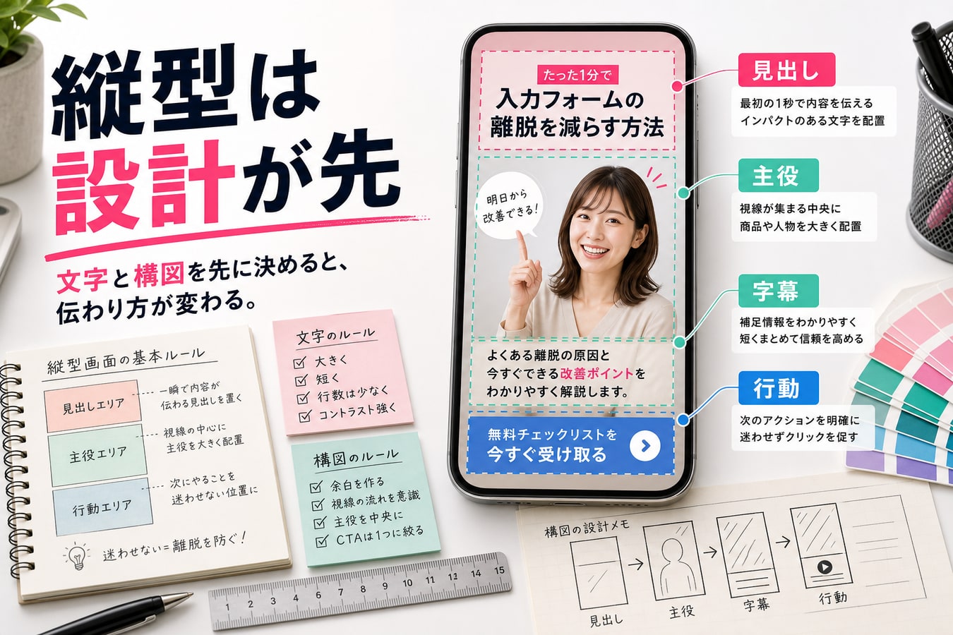 縦型画面では、文字と構図を先に決める