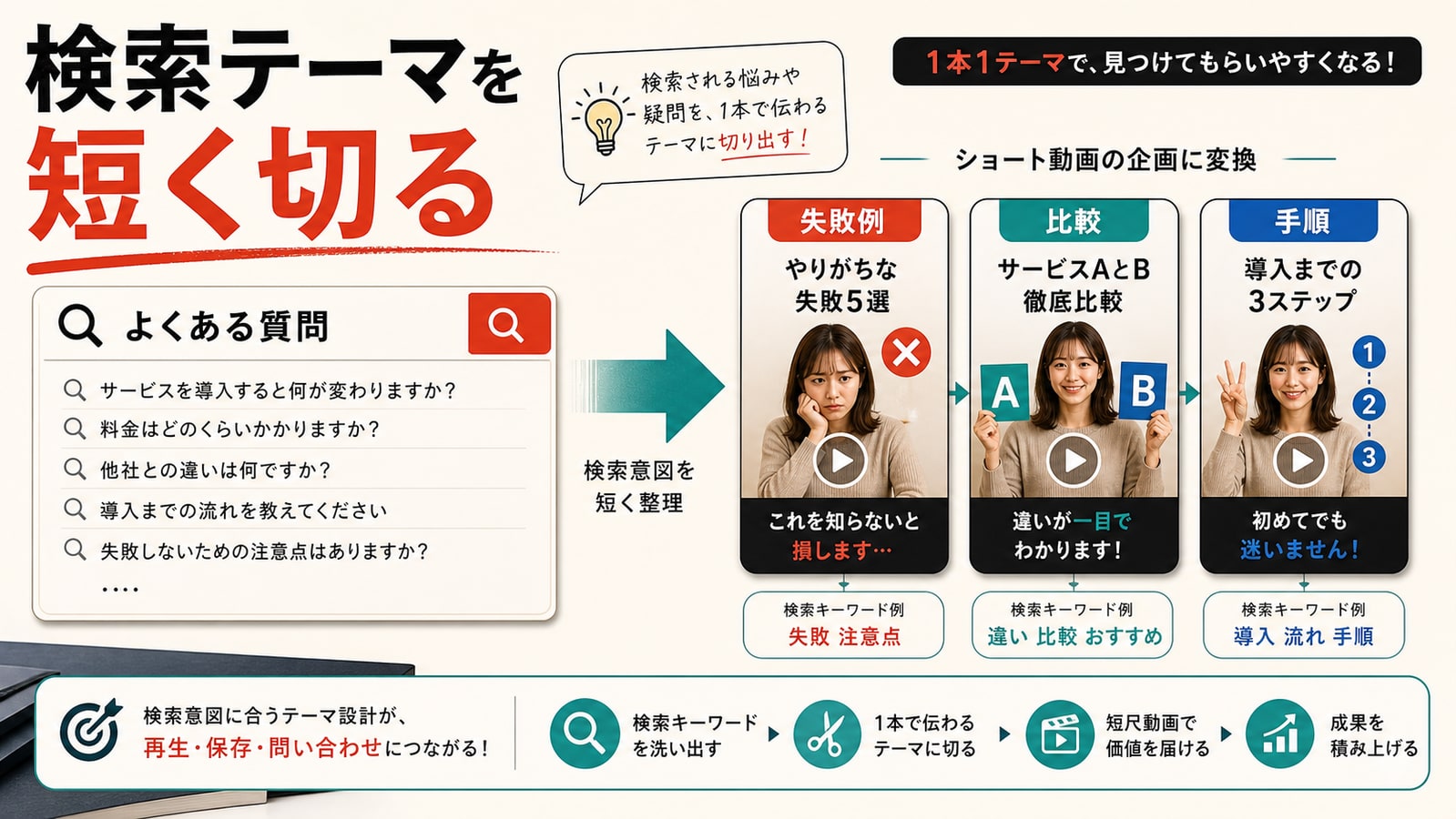 検索されるテーマを短く切り出す