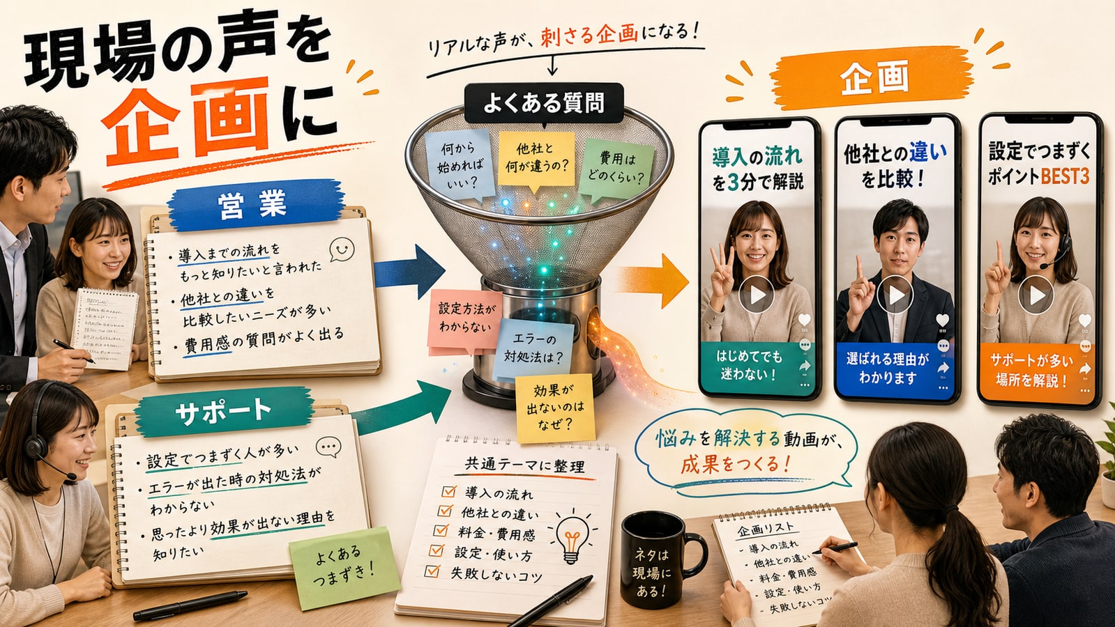 営業とサポートの声を企画化する