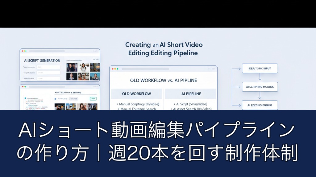 AIショート動画編集パイプラインの作り方｜週20本を回す制作体制