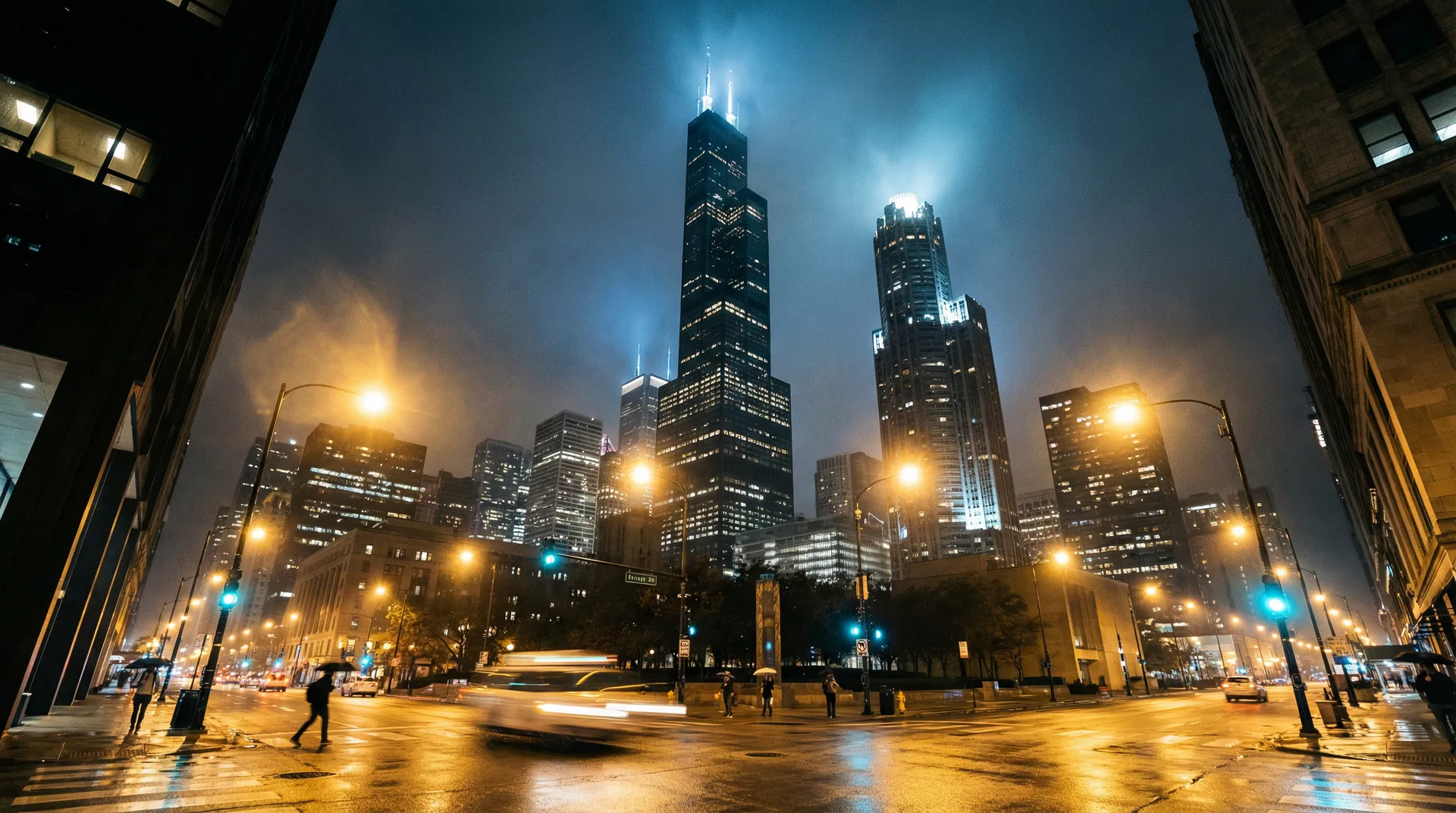 Chicago skyline at night