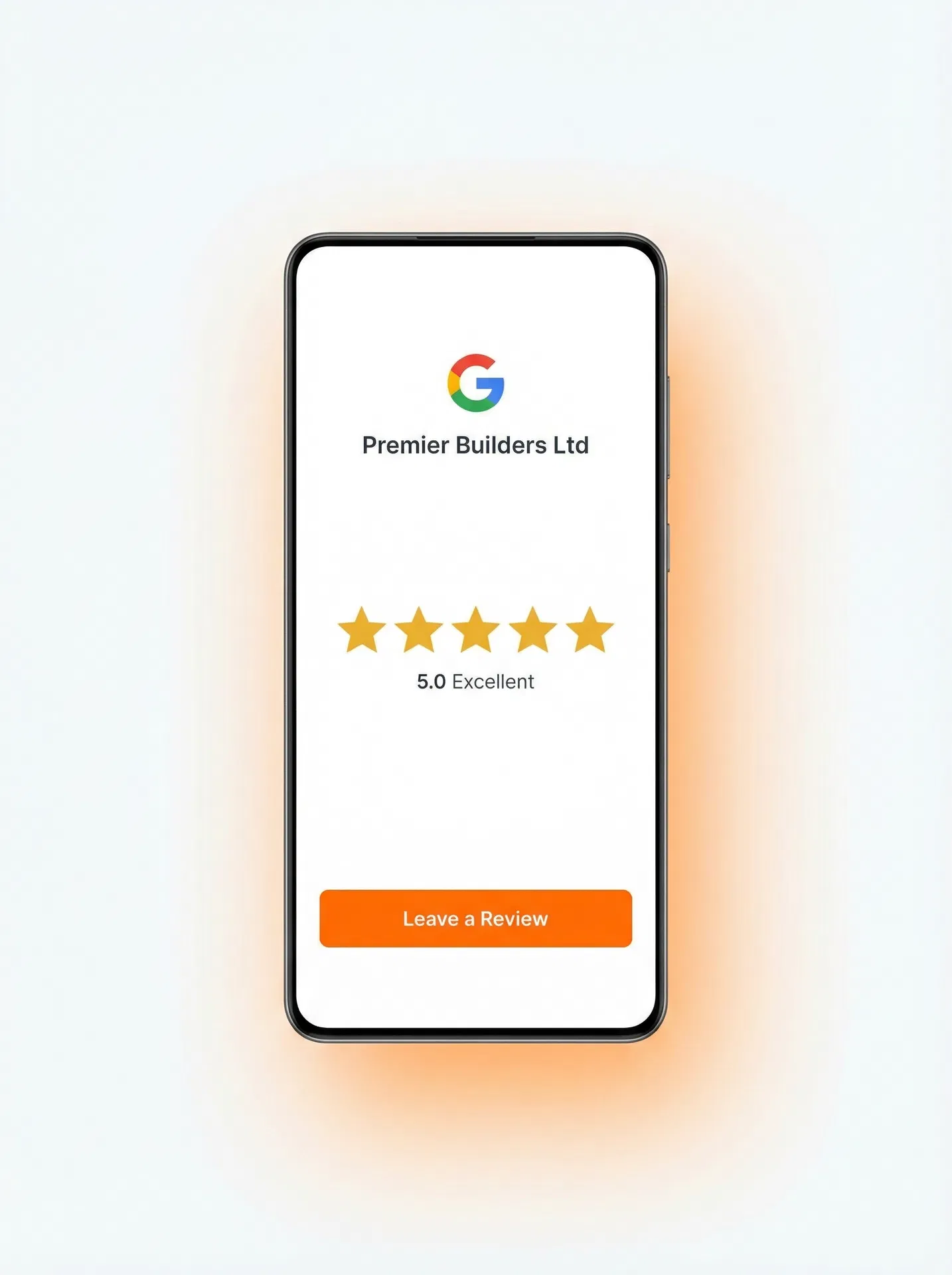 Mobile review form showing 5-star rating interface