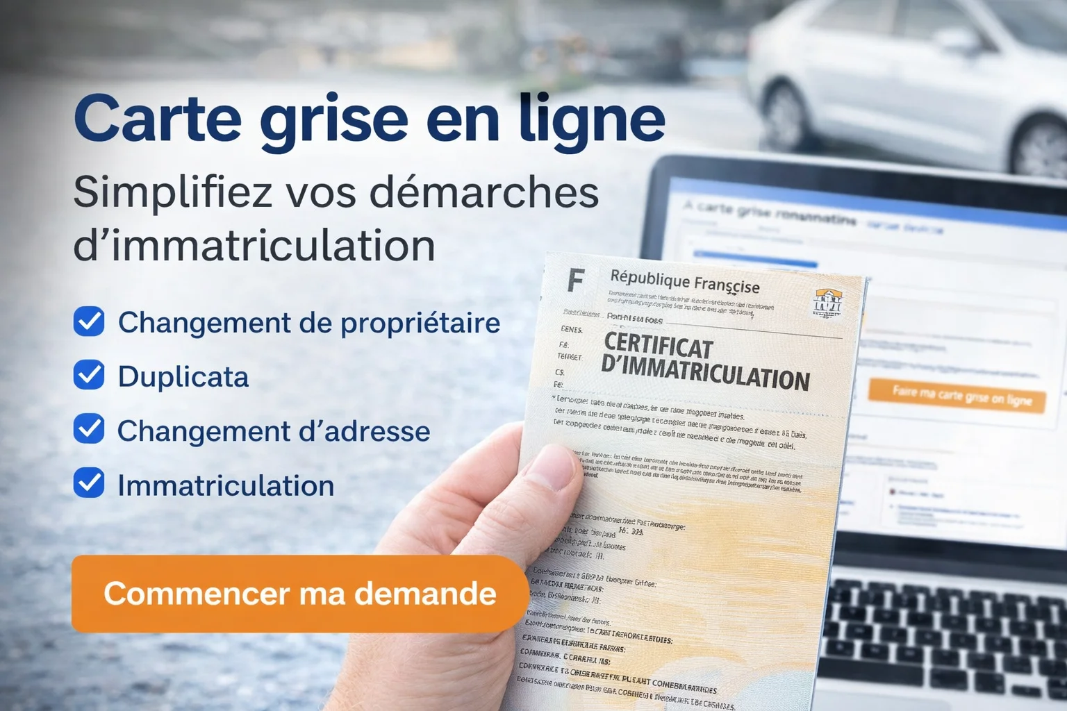 Carte grise en ligne – Démarches rapides et sécurisées