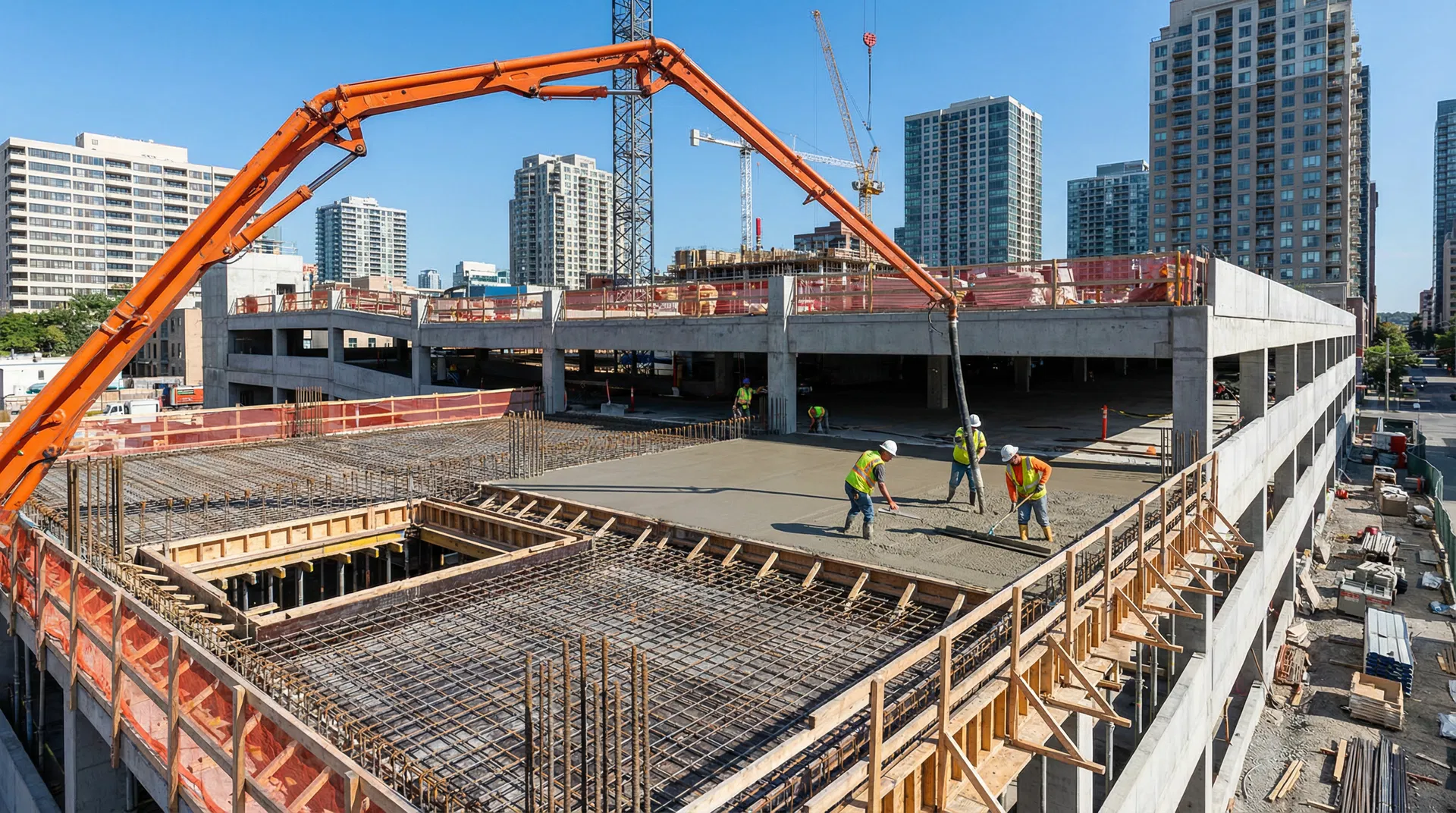 TexCrete team at work on a commercial pour