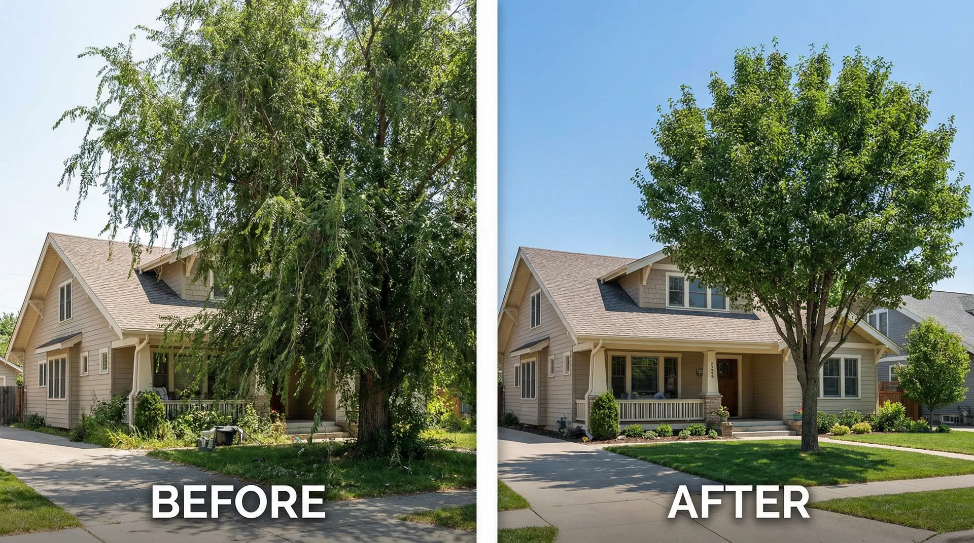 Before and After Tree Trimming