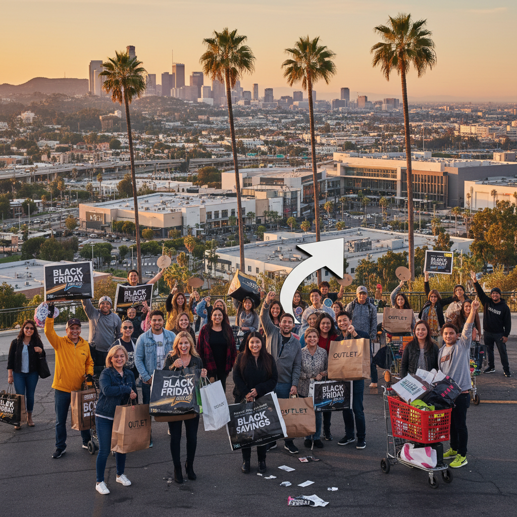 News illustration for: Los Angeles Black Friday Deals: SoCal Shoppers Flock to Outlets for Huge Savings in Los Angeles