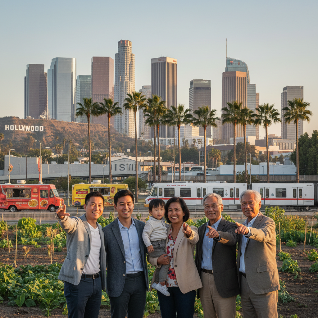 News illustration for: Los Angeles Asian Immigrants: Shaping Southern California's Future in Los Angeles