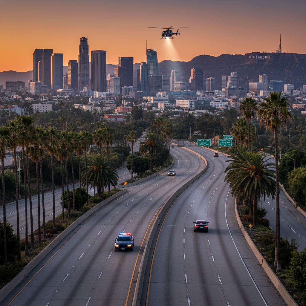 News illustration for: Los Angeles Police Track Driver in High-Speed Pursuit Across SoCal in Los Angeles