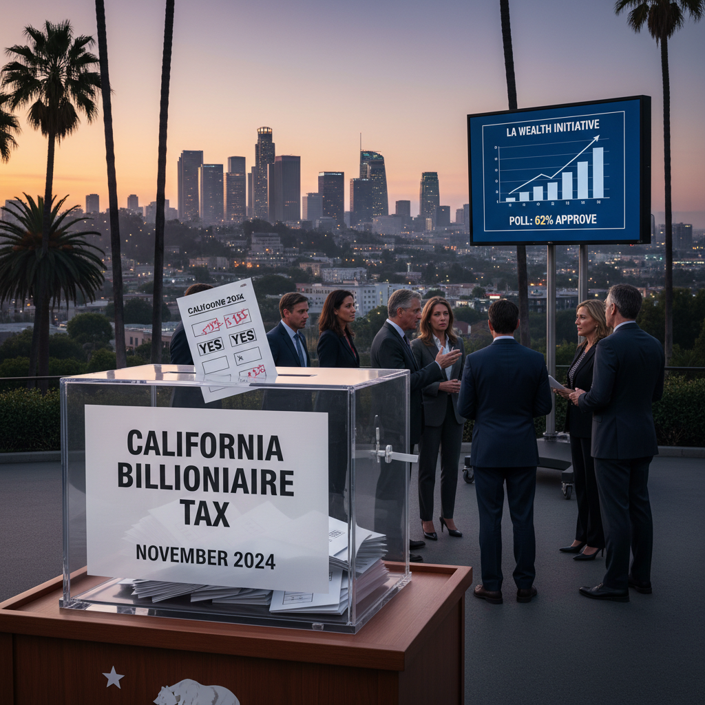 News illustration for: Los Angeles: Billionaire Tax Proposal Nears November Ballot in Southern Californ in Los Angeles