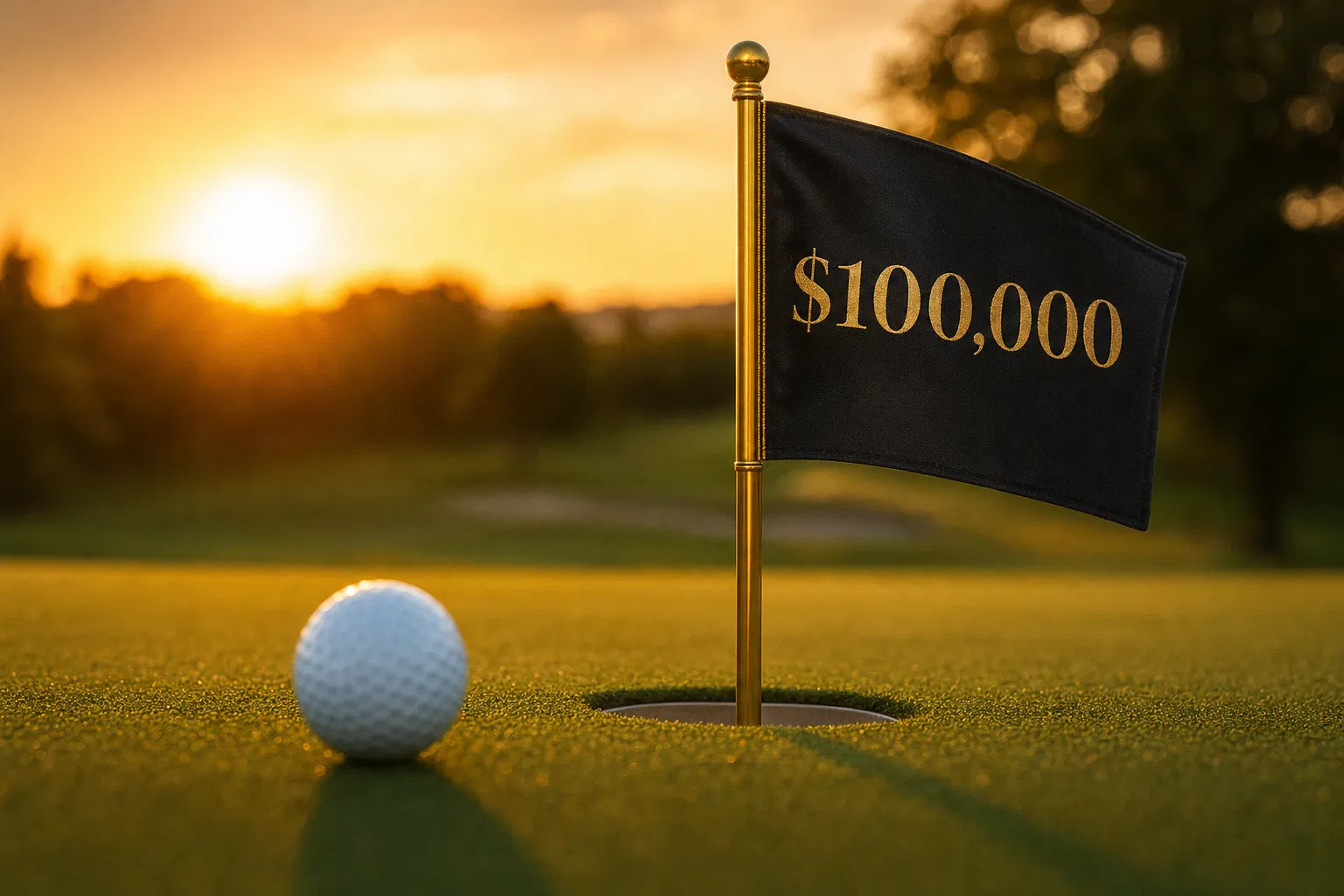 Golf ball near the $100,000 hole