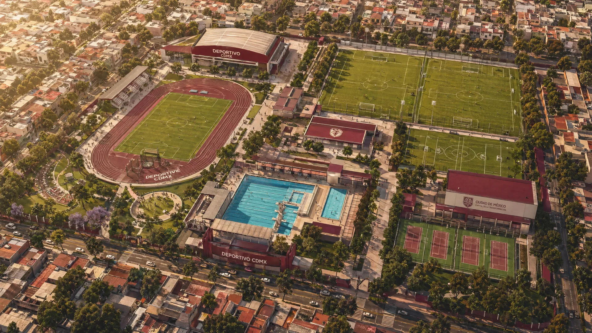 Vista aérea del Deportivo 18 de Marzo