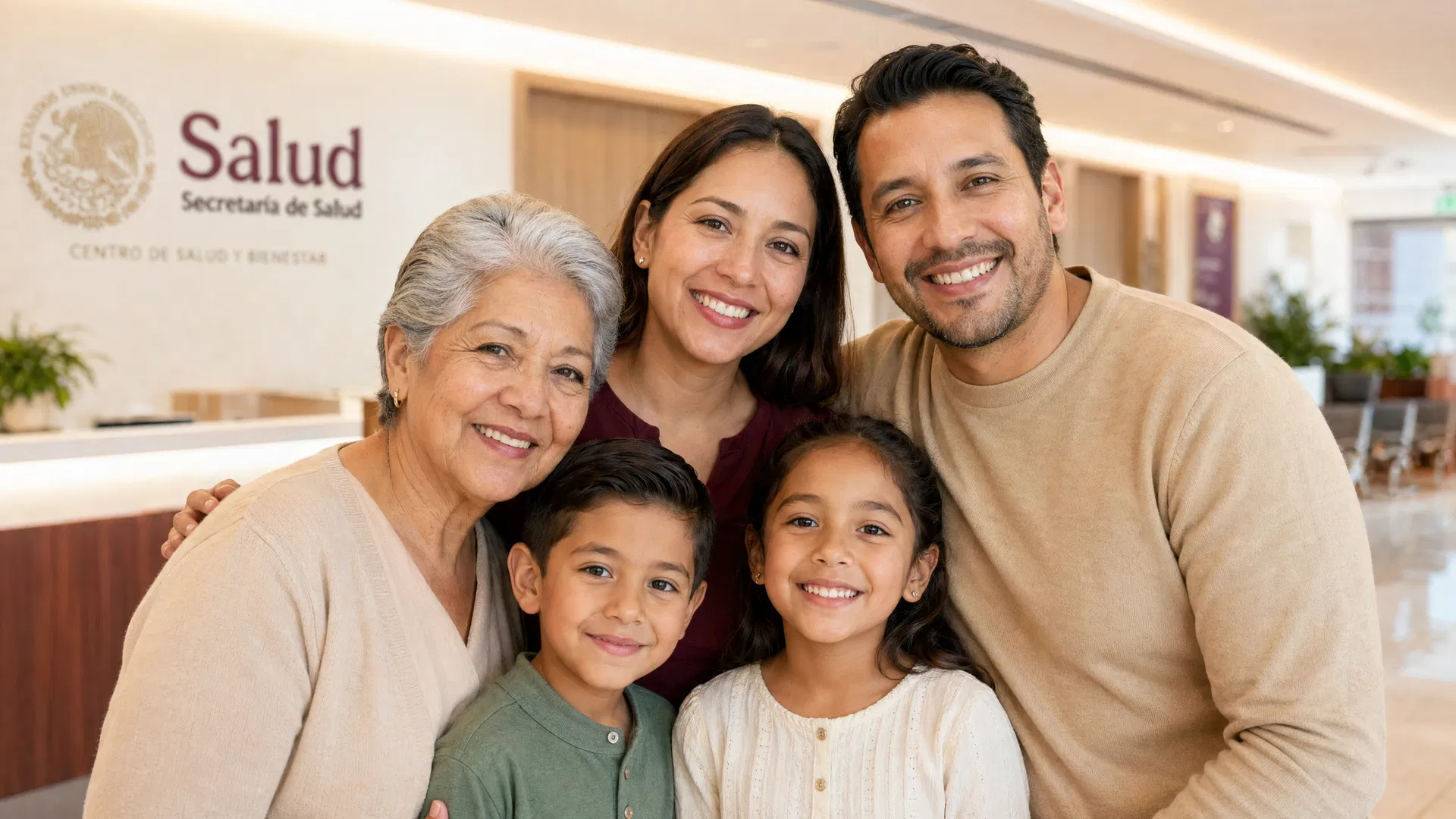 Familia mexicana en centro de salud